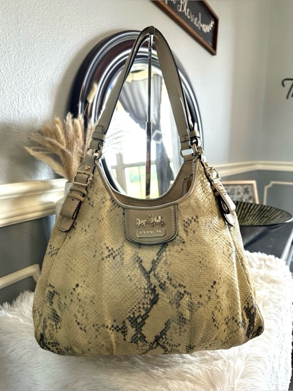 EUC Coach Madison Python Embossed Maggie Shoulder Bag